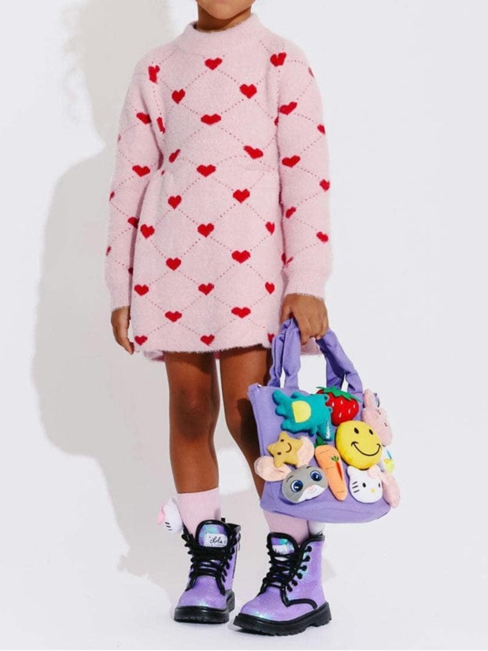 lola Lavender Plush Tote with Colorful Character Attachments